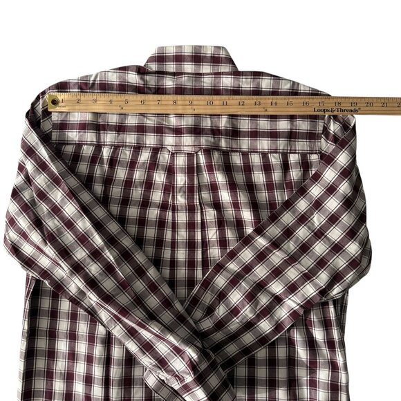 Pendleton Broadway Cloth Wrinkle Resistent Red White Plaid Button Down Medium - Picture 7 of 10